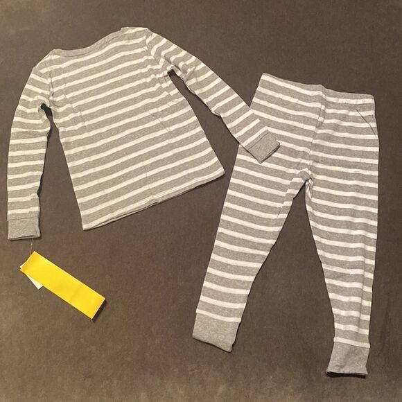 Kids Unisex Pajamas Sleepwear Gray & White Striped 100% Cotton Size 3T NWT - Picture 3 of 4